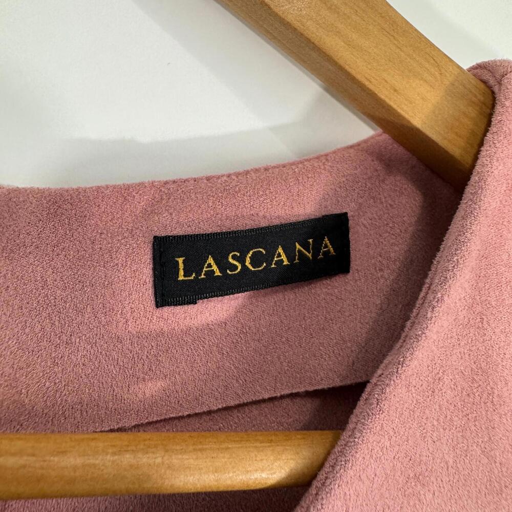 Lascana Women’s Size 6 Small Solid Pink Faux Suede Fitted Sheath Mini Dress - Picture 4 of 10